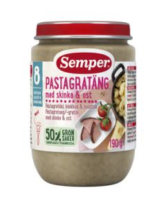Semper Puré BurkMat Pastagratäng med skinka & ost - 8 Mån