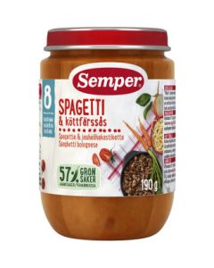 Semper Puré BurkMat Spagetti med Köttfärssås - 8 Mån