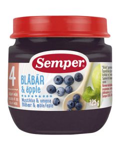 Semper Puré Frukt Blåbär & Äpple - 4 mån