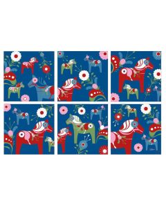 Glasunderlägg Dalahäst blå