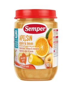 Semper Puré Frukt Apelsin, Äpple och Banan - 8 Mån