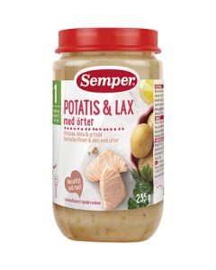 Semper Puré BurkMat Potatis med Lax o Örter - 12 Mån