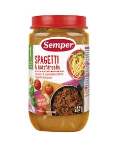 Semper Puré BurkMat Spagetti med Köttfärssås - 12 Mån