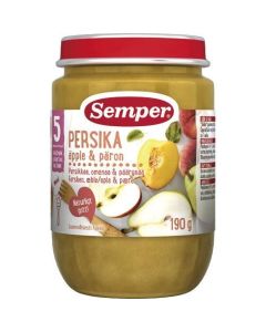 Semper Puré Frukt Persika/Äpple/Päron - 5 mån