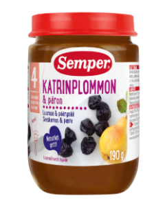 Semper Puré Frukt Katrinplommon - 4 mån