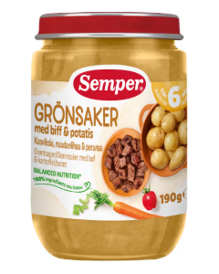 Semper Puré BurkMat Stroganoff Biff Och potais - 6 Mån