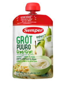 Semper Puré PåsMat Gröt Päron Äpple - 6 Mån