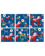 Glasunderlägg Dalahäst blå